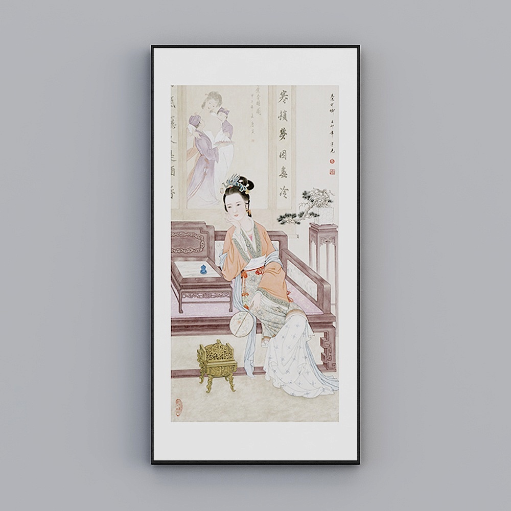 臣萱全屋配画-现代中式客厅玄关装饰画-单幅- 金陵十二钗C