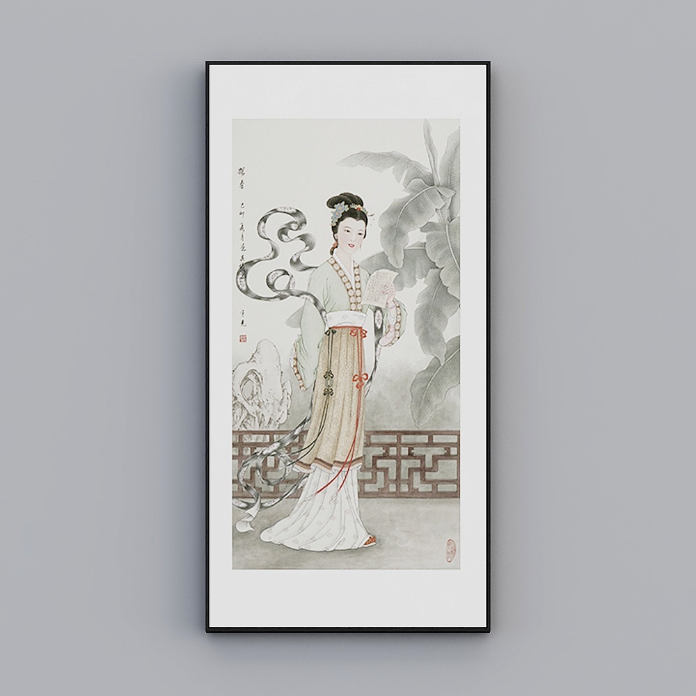 臣萱全屋配画-现代中式客厅玄关装饰画-单幅- 金陵十二钗D