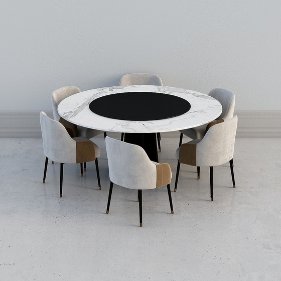 Elegant Black Round Table 3D Model for Dining Areas