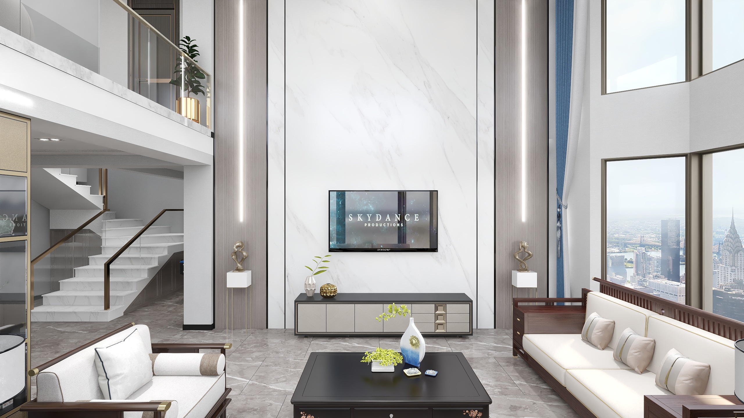 设计师孙工13061173223llXO-轻奢4层别墅公馆装修效果图