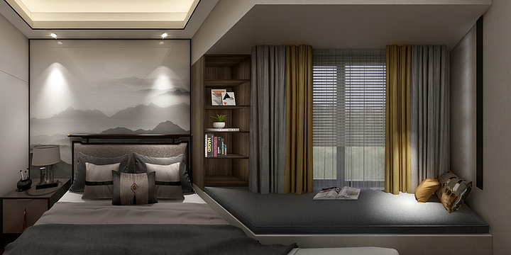 满晨-新中式样板间-装修设计方案