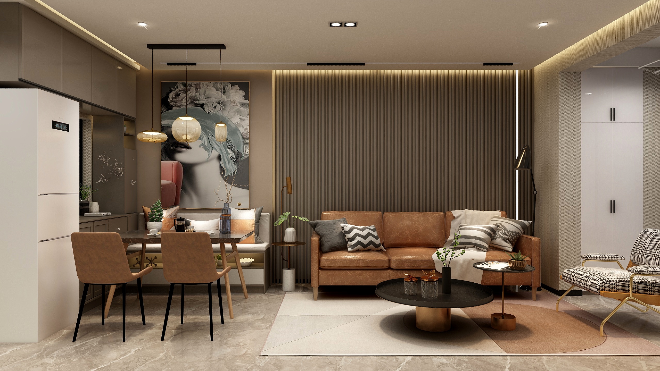 张煜强煜境设计-《暖咖》一67平米暖色精品时尚两房装修效果图