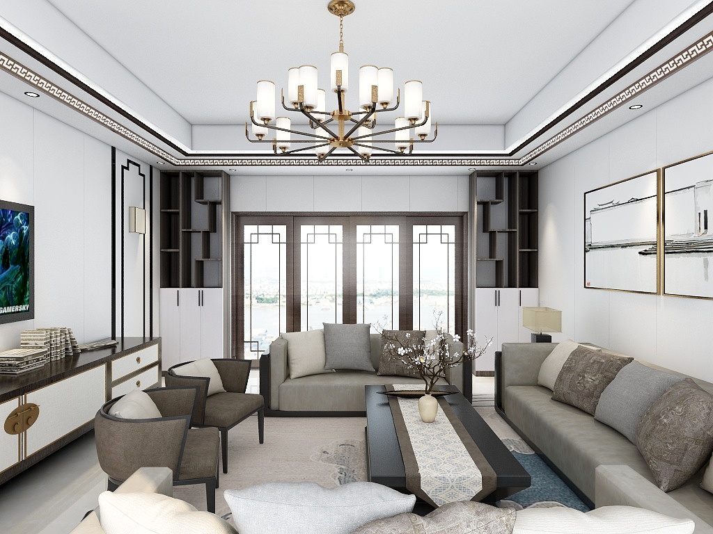 158****5419MdLD-新中式客厅-装修设计方案