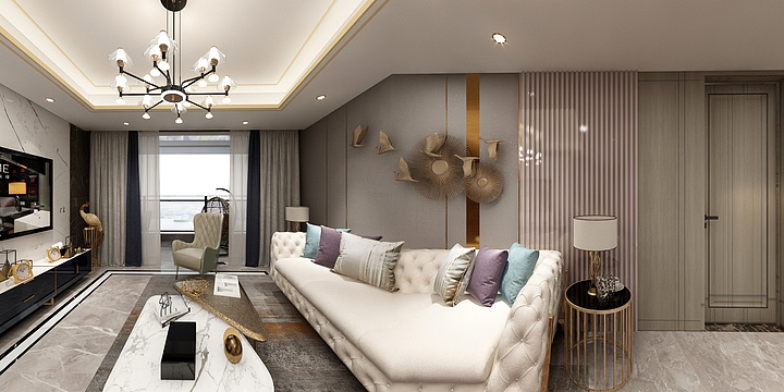 蒋志伟室内设计-鲁能110平米，美式轻奢-装修设计方案