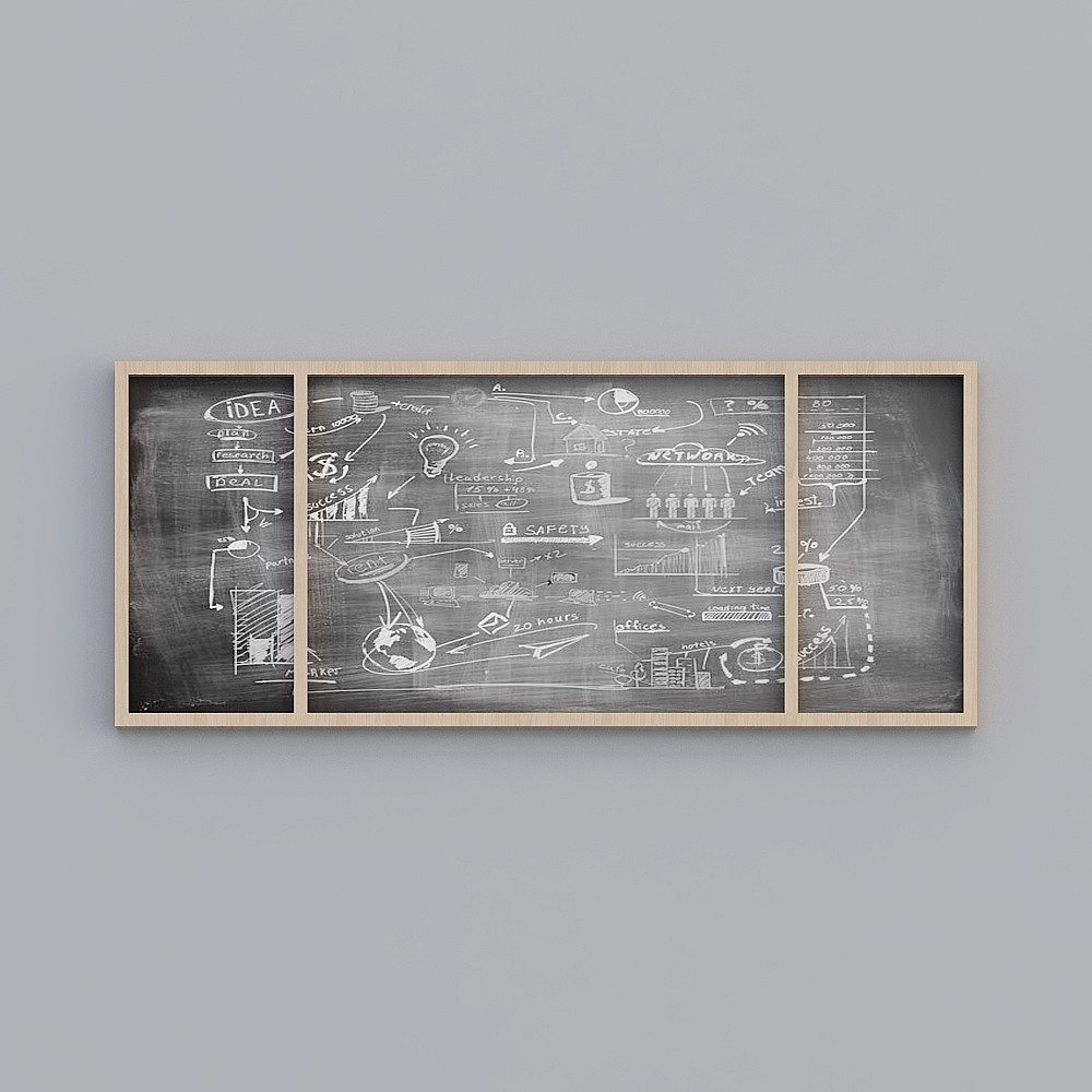 公装学校-黑板墙-93D模型