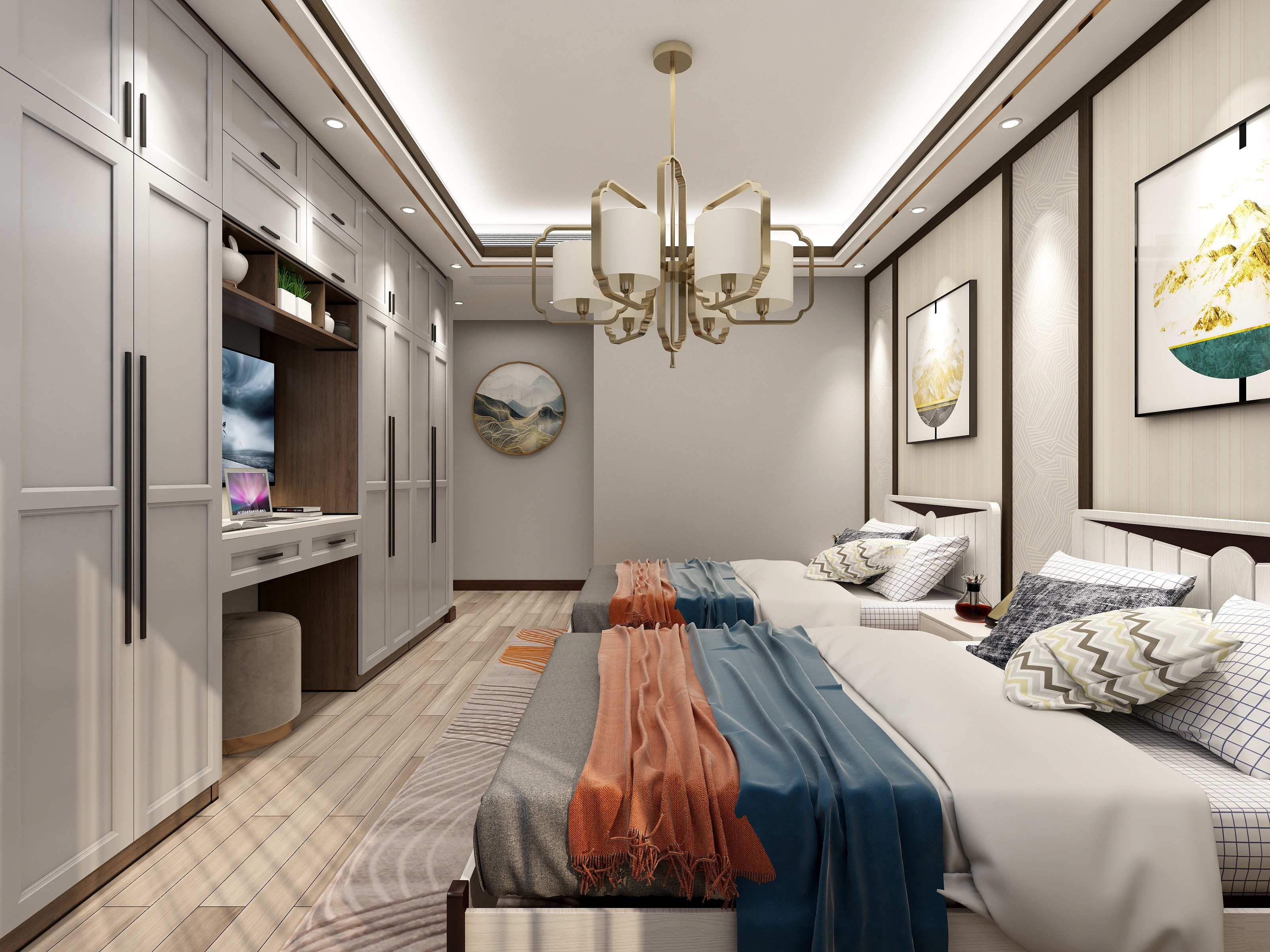 伟7213-现代简中式别墅设计装修效果图