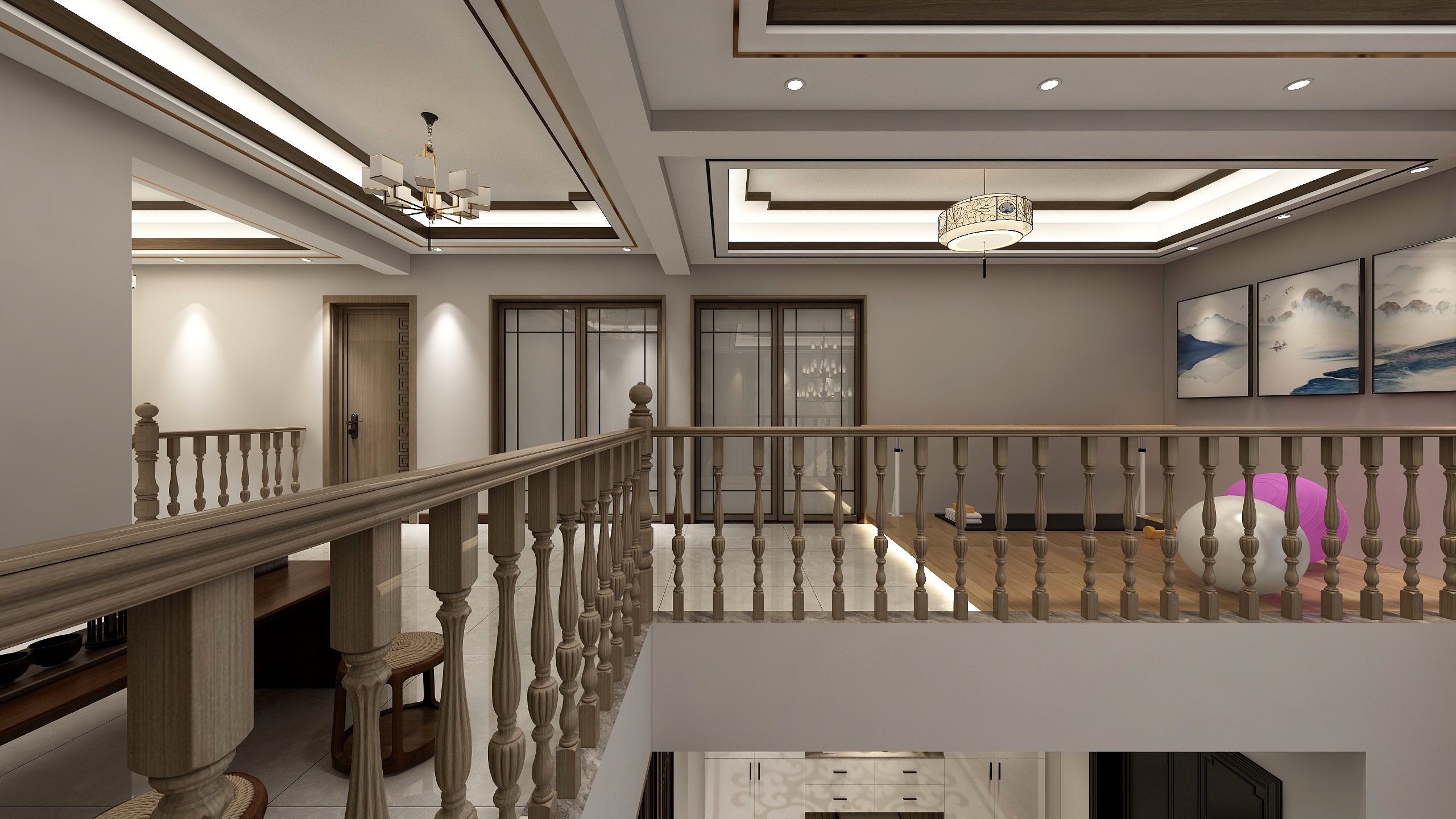 伟7213-现代简中式别墅设计装修效果图