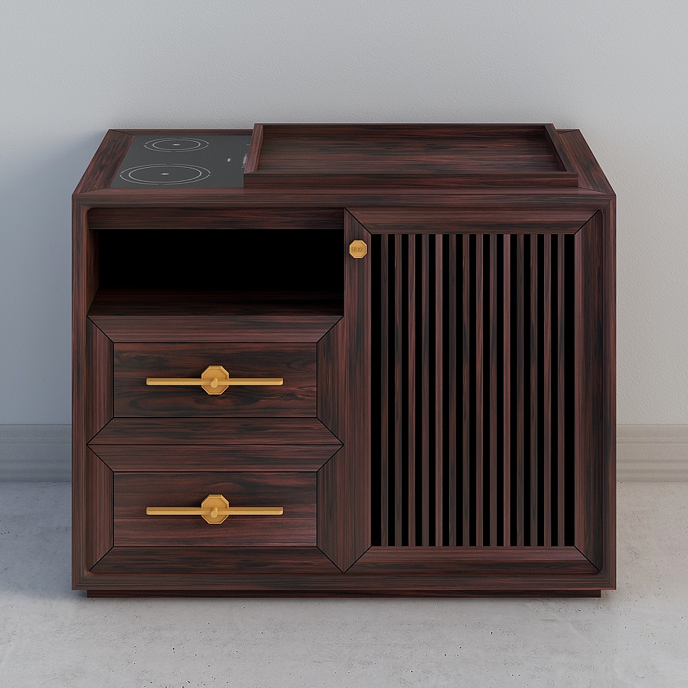 敲棋-茶台侧柜3D模型