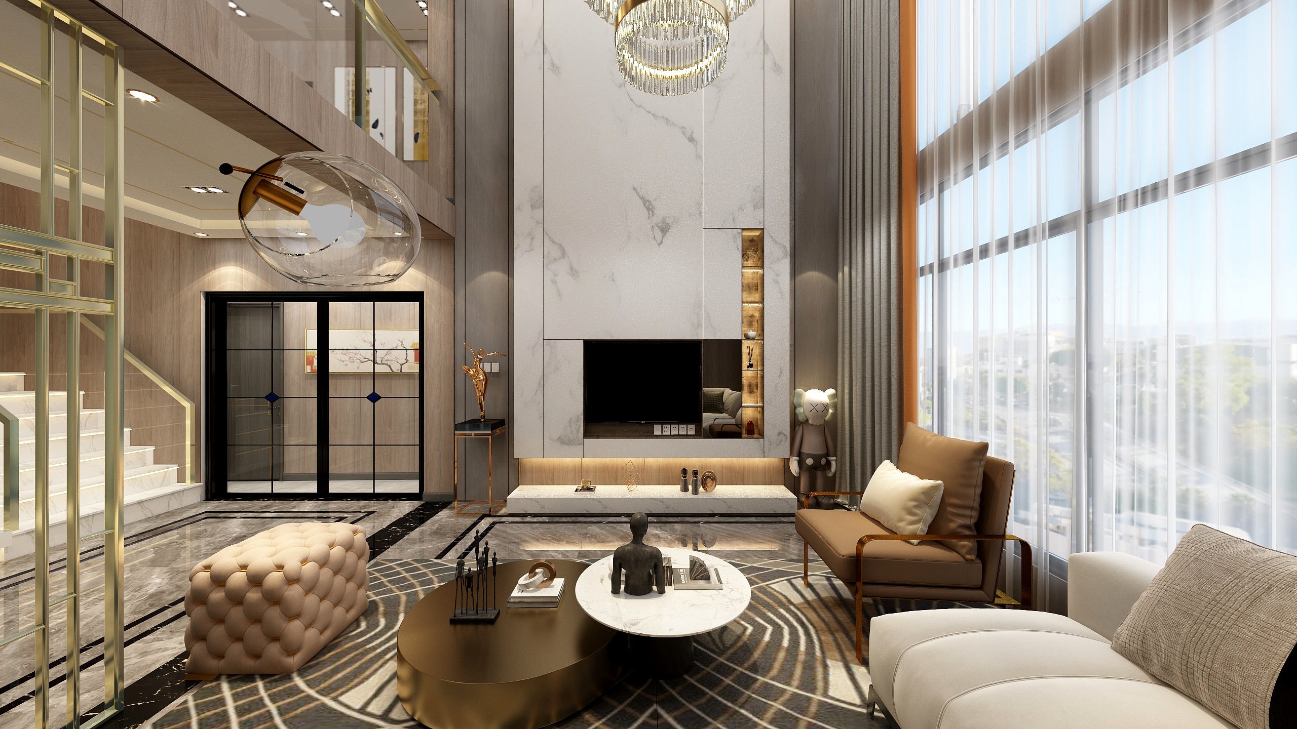 常科-190平现代轻奢别墅装修效果图