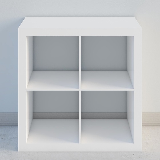 Kallax 2x2 Bookcase 3D Model in Gray