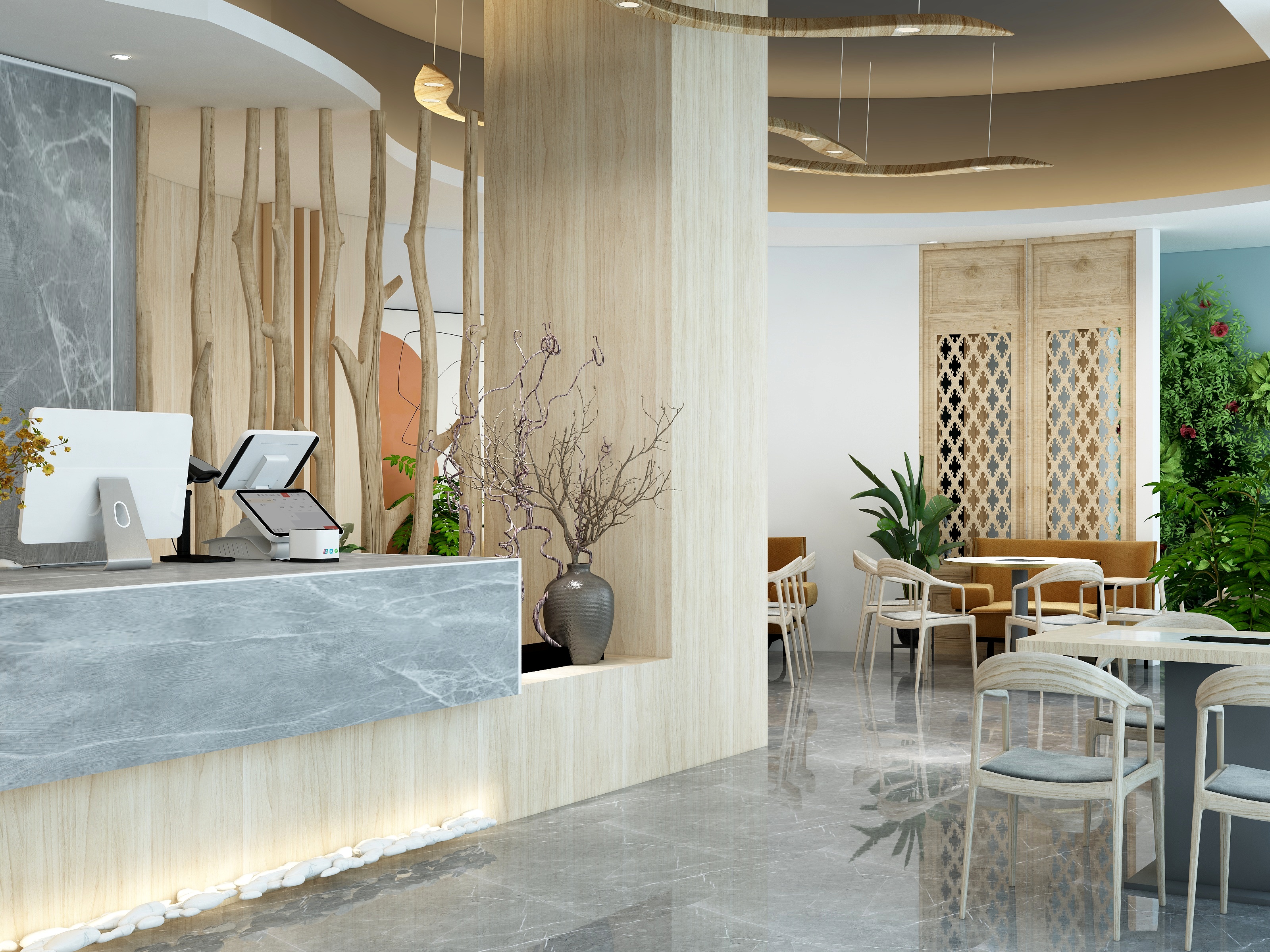 梵间老郭-原木餐饮火锅店265方装修效果图