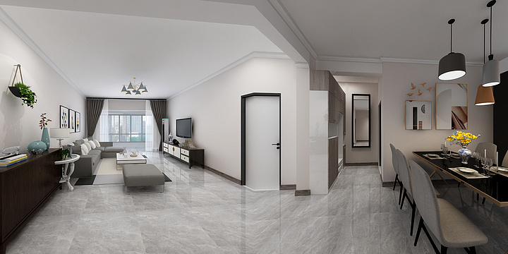 全案设计师杨高远-银田市府花园（150）（360°全景）-装修设计方案