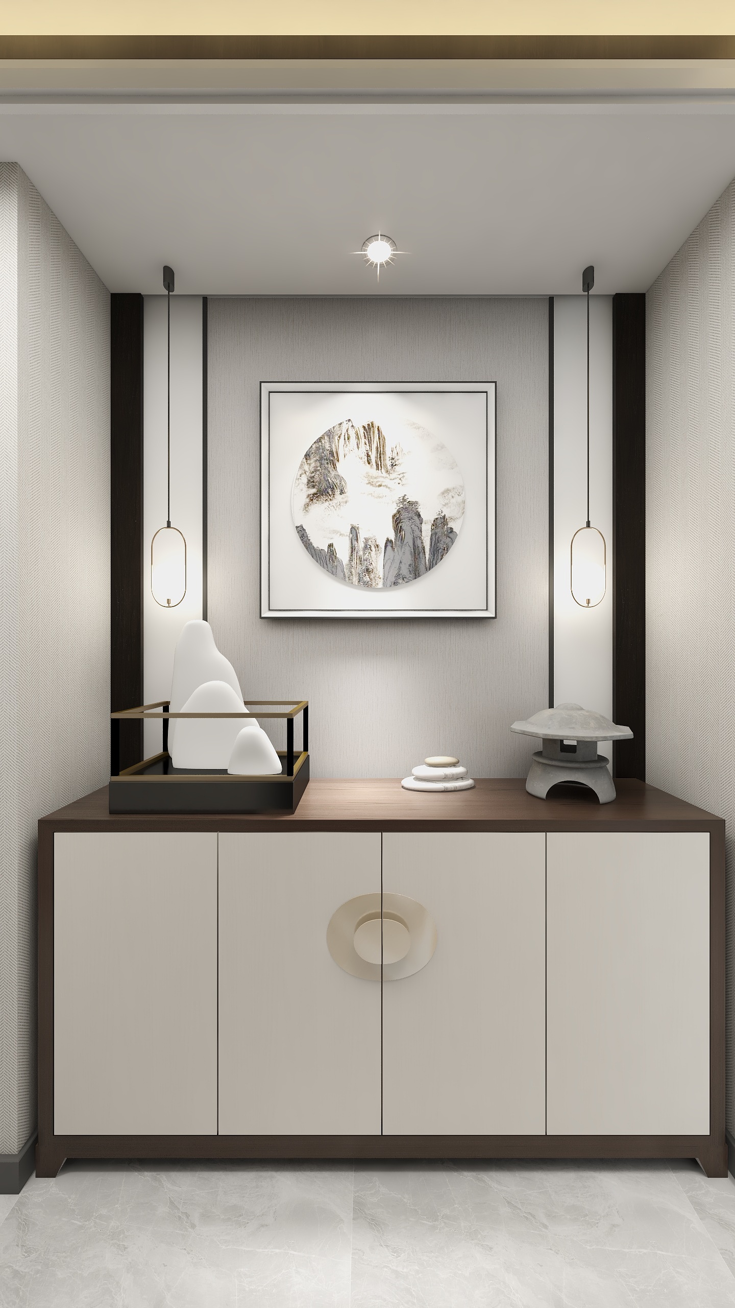 设计-刘敏-金投·正荣府方案(禅意新中)装修效果图