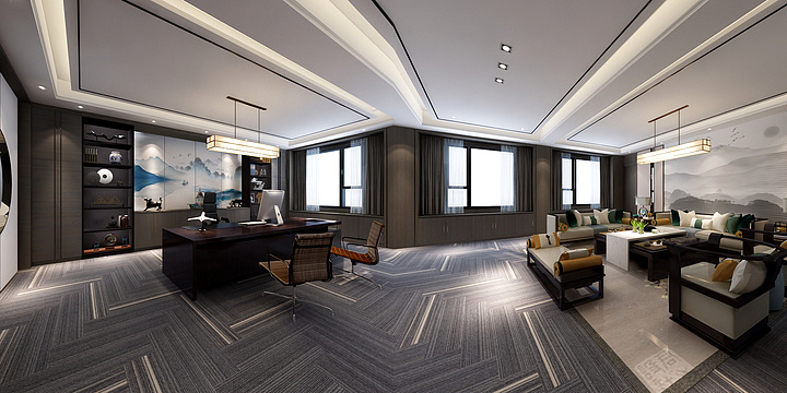 LJY88-北七里董事长办公室-装修设计方案