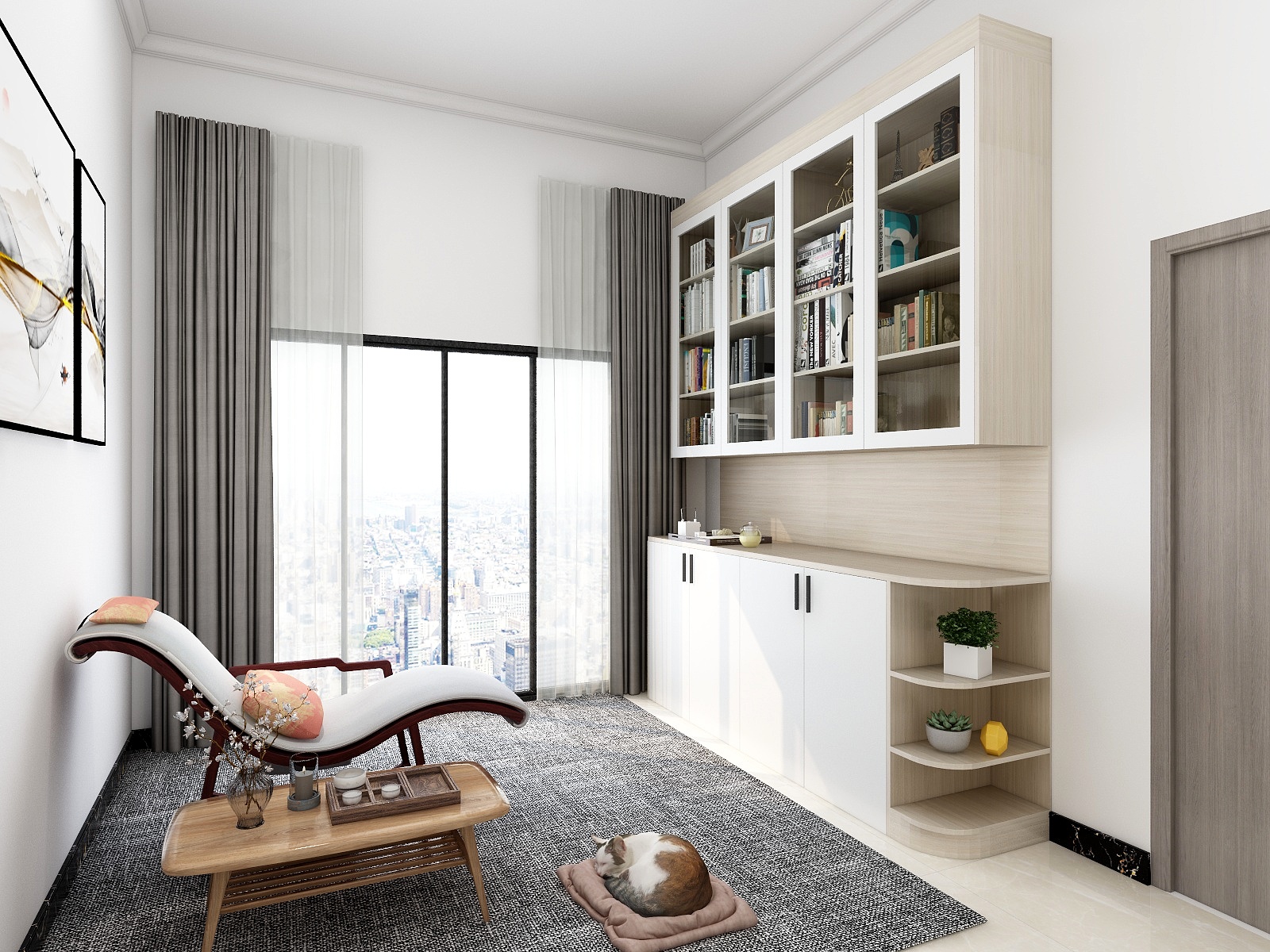 设计师姚qrmU-鸡头角二楼客厅书柜-装修设计方案