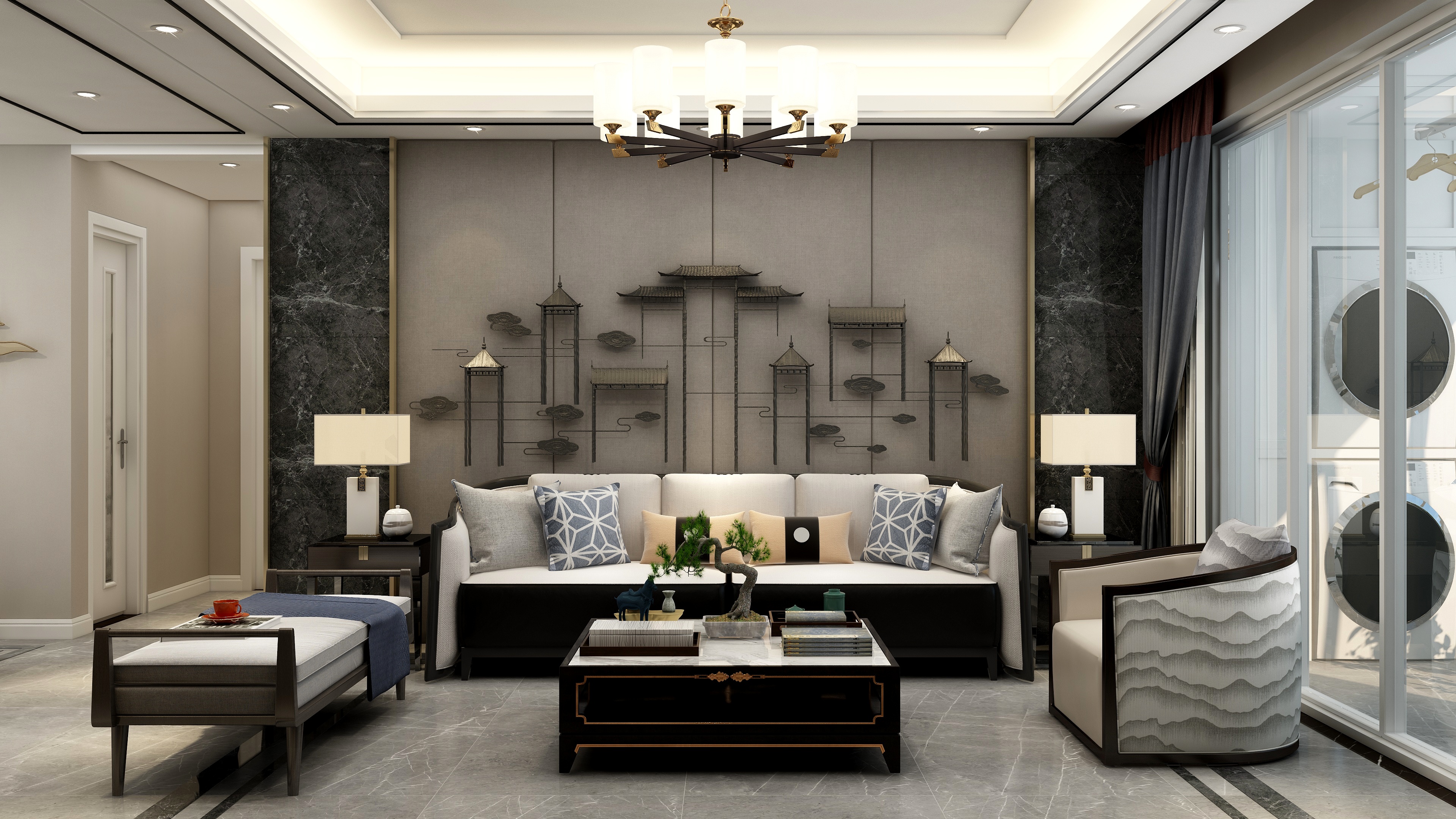 庄育霖-新中式-嘉兴海盐春江天越装修效果图