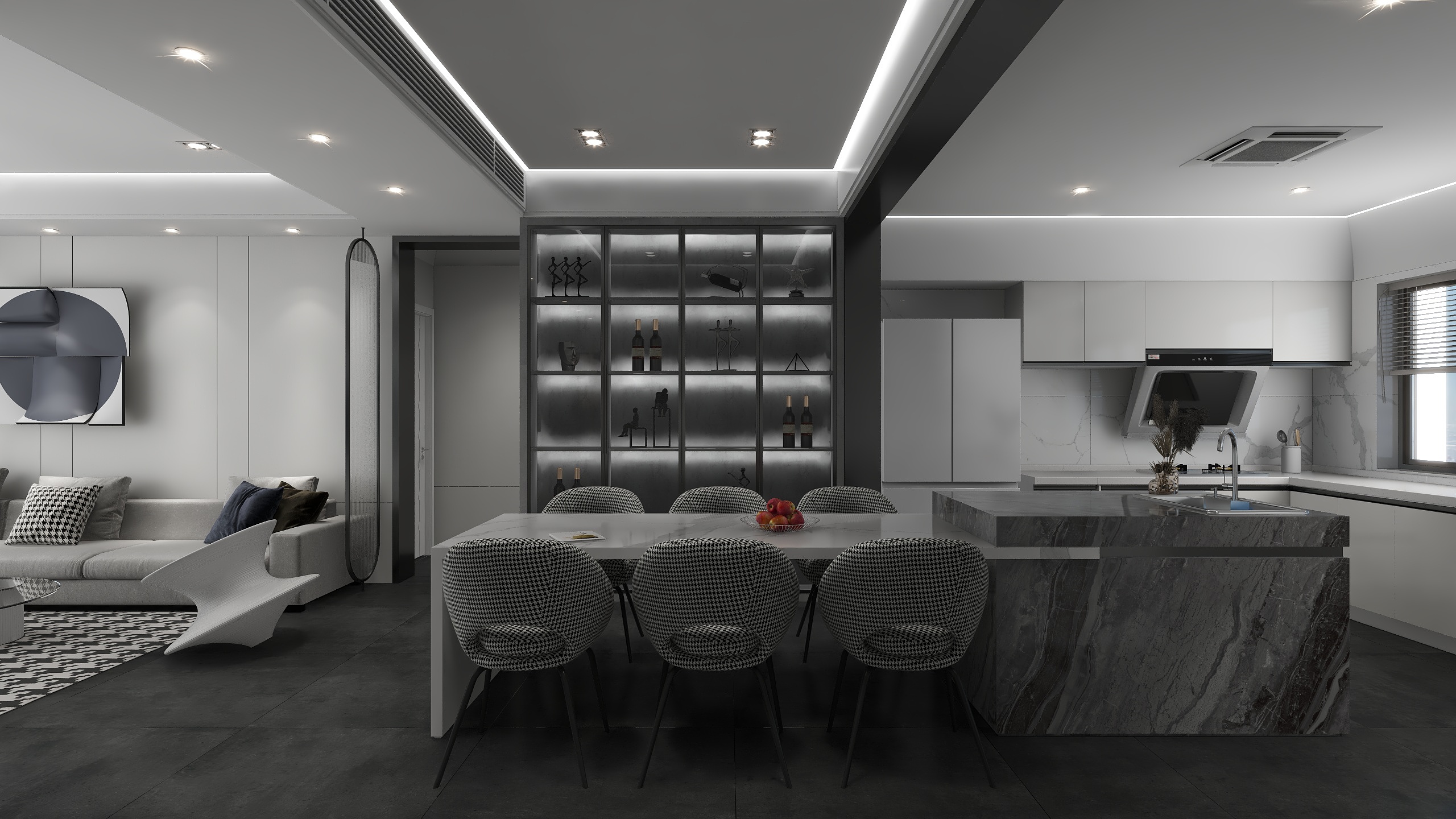 张圳哲-Black&white｜139㎡现代简约-装修设计方案