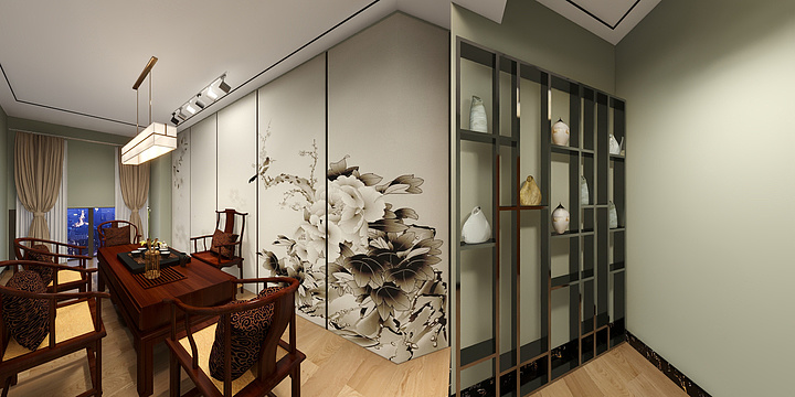 Maple周文-保利商区 二楼茶室-装修设计方案