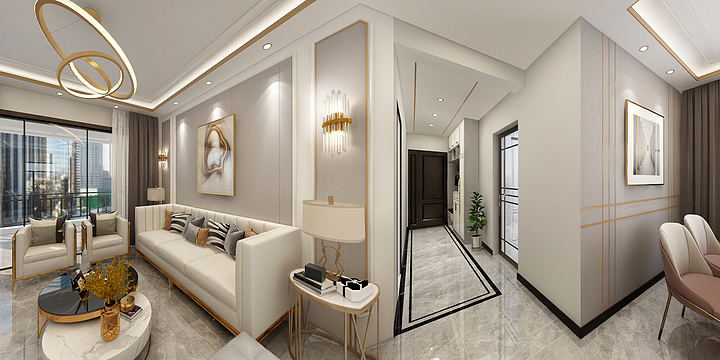 简Smile-现代轻奢客餐厅-装修设计方案