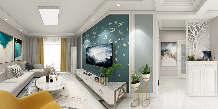 缱绻时光-百合金山110平1804效果图简约-装修设计方案