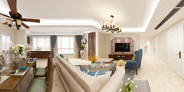 Design李婷婷-西海岸美式洋房-装修设计方案