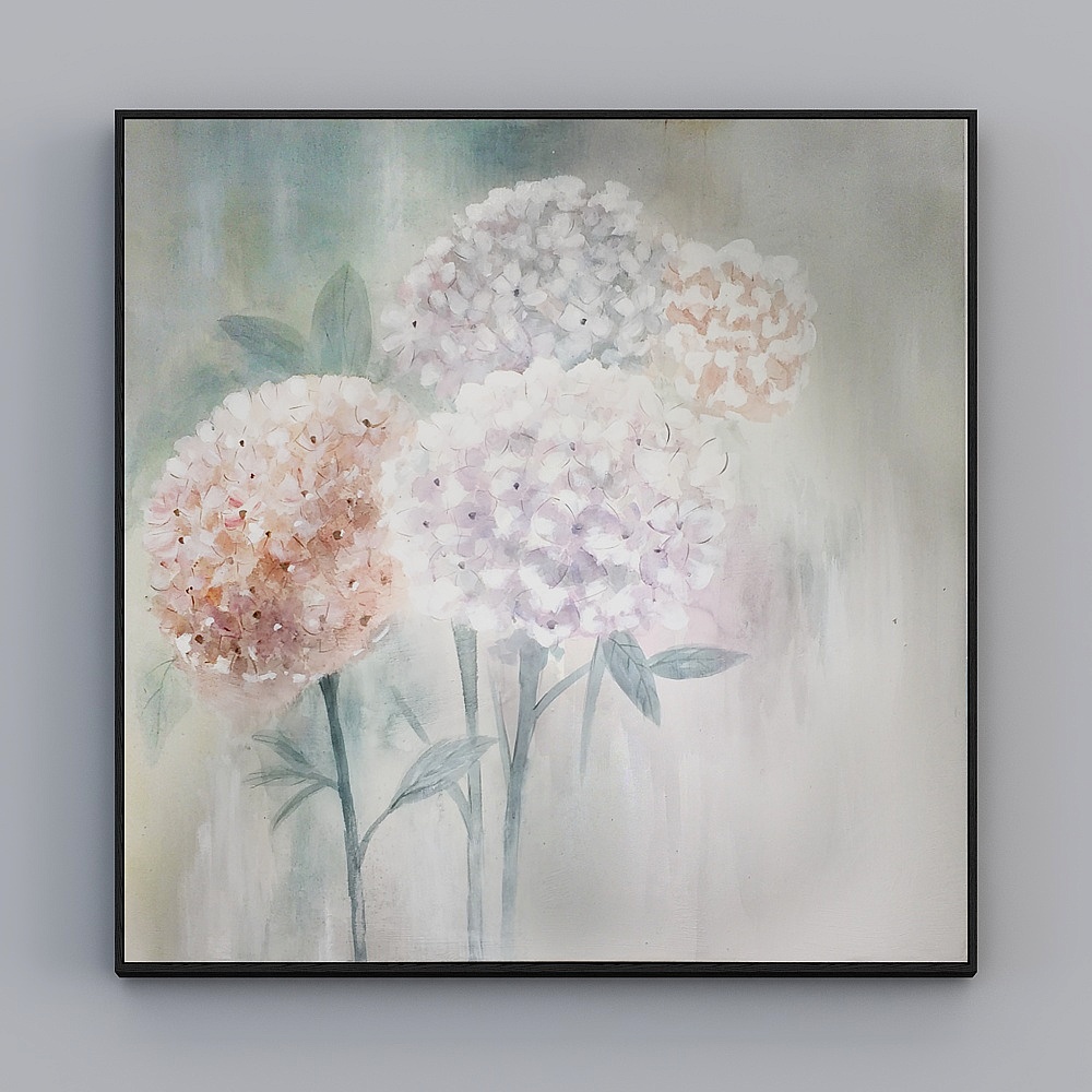 臣萱全屋配画-客餐厅玄关装饰画-单幅-风信子3D模型