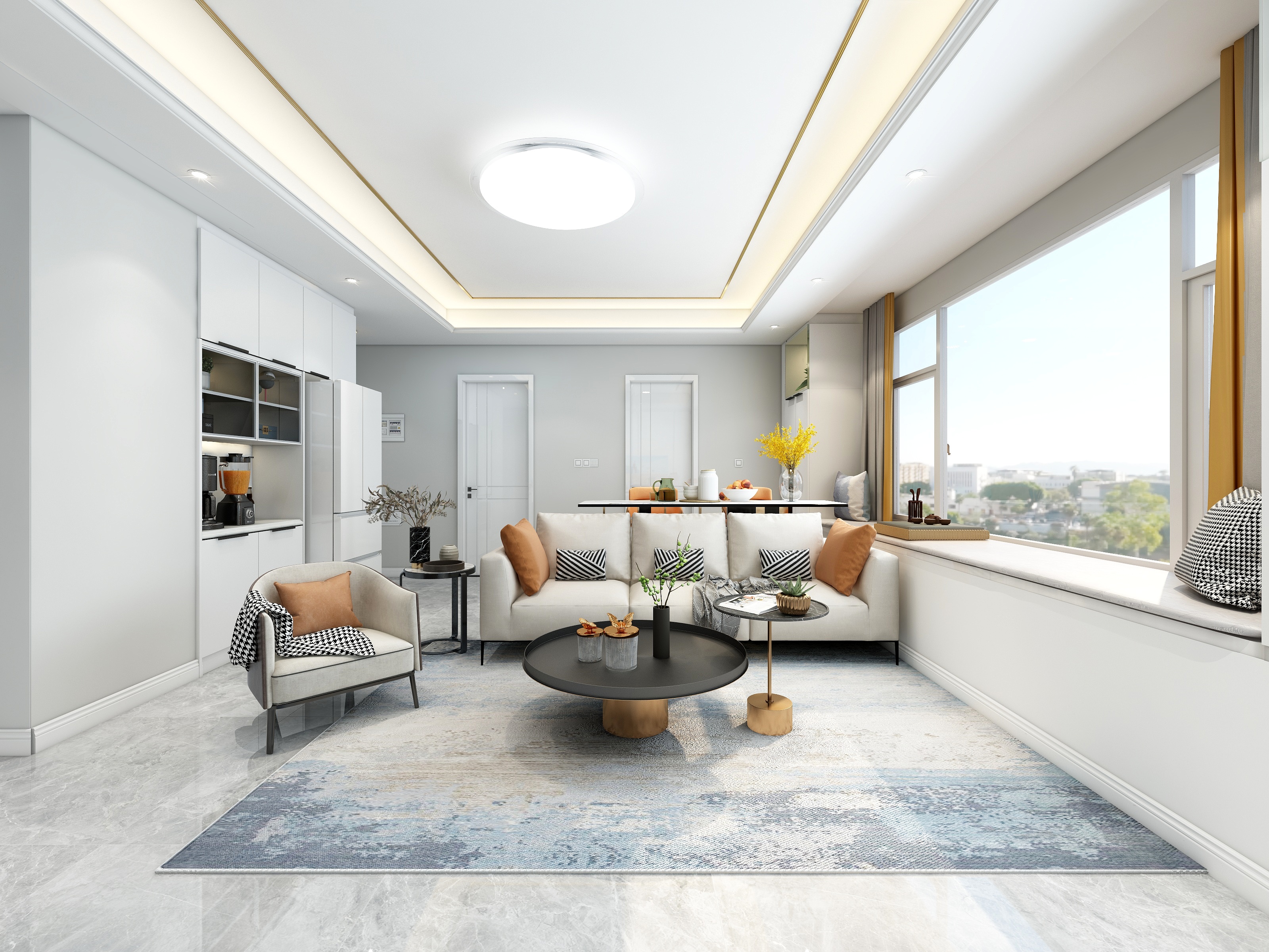 常小巫0-94方现代简约三居装修效果图