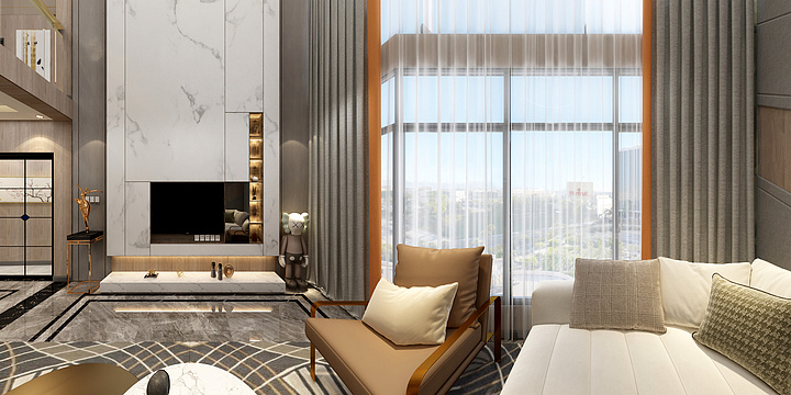 壹家設计-190平现代轻奢别墅-装修设计方案