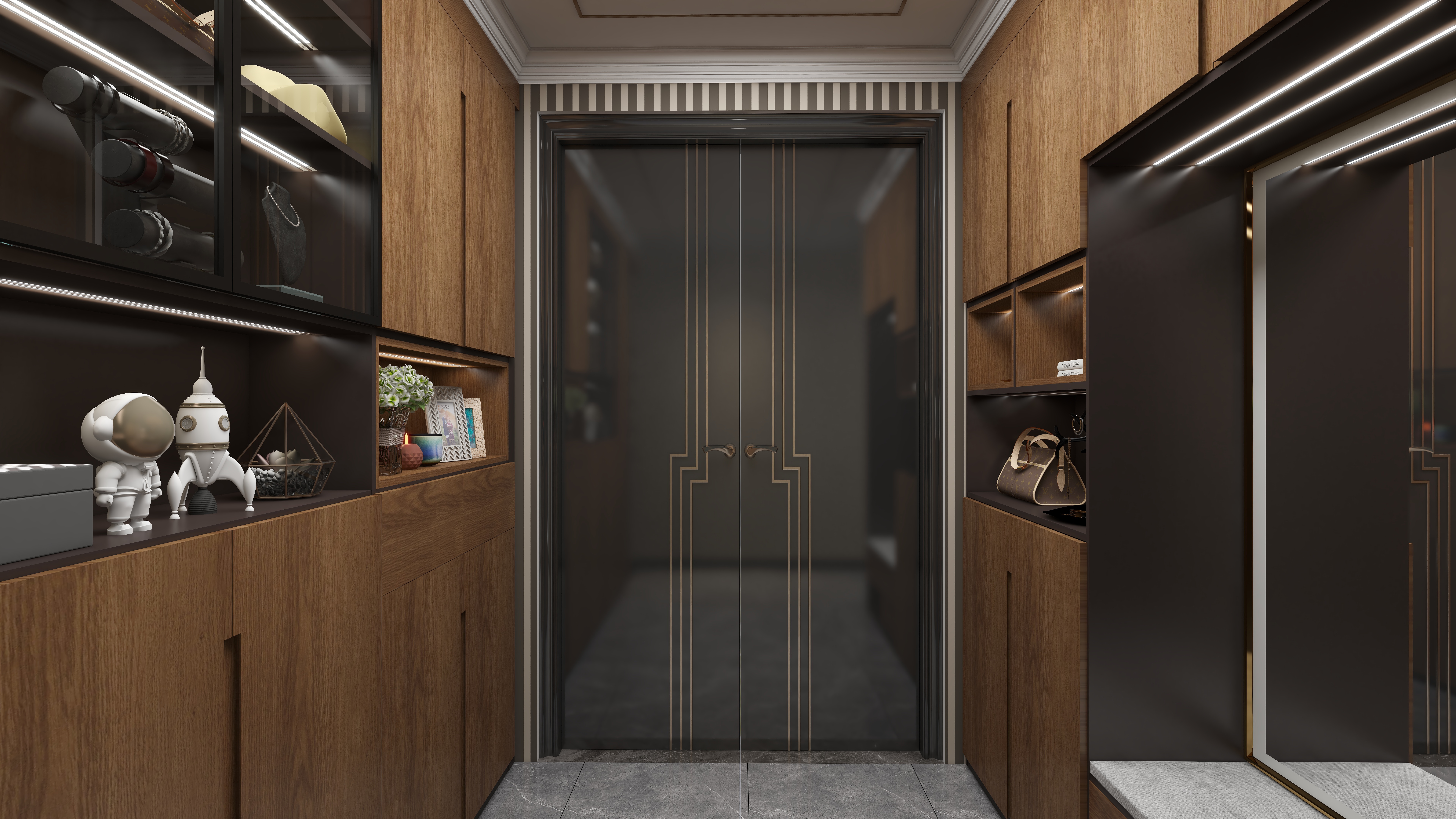 刘月-美式别墅一层玄关装修效果图第1张