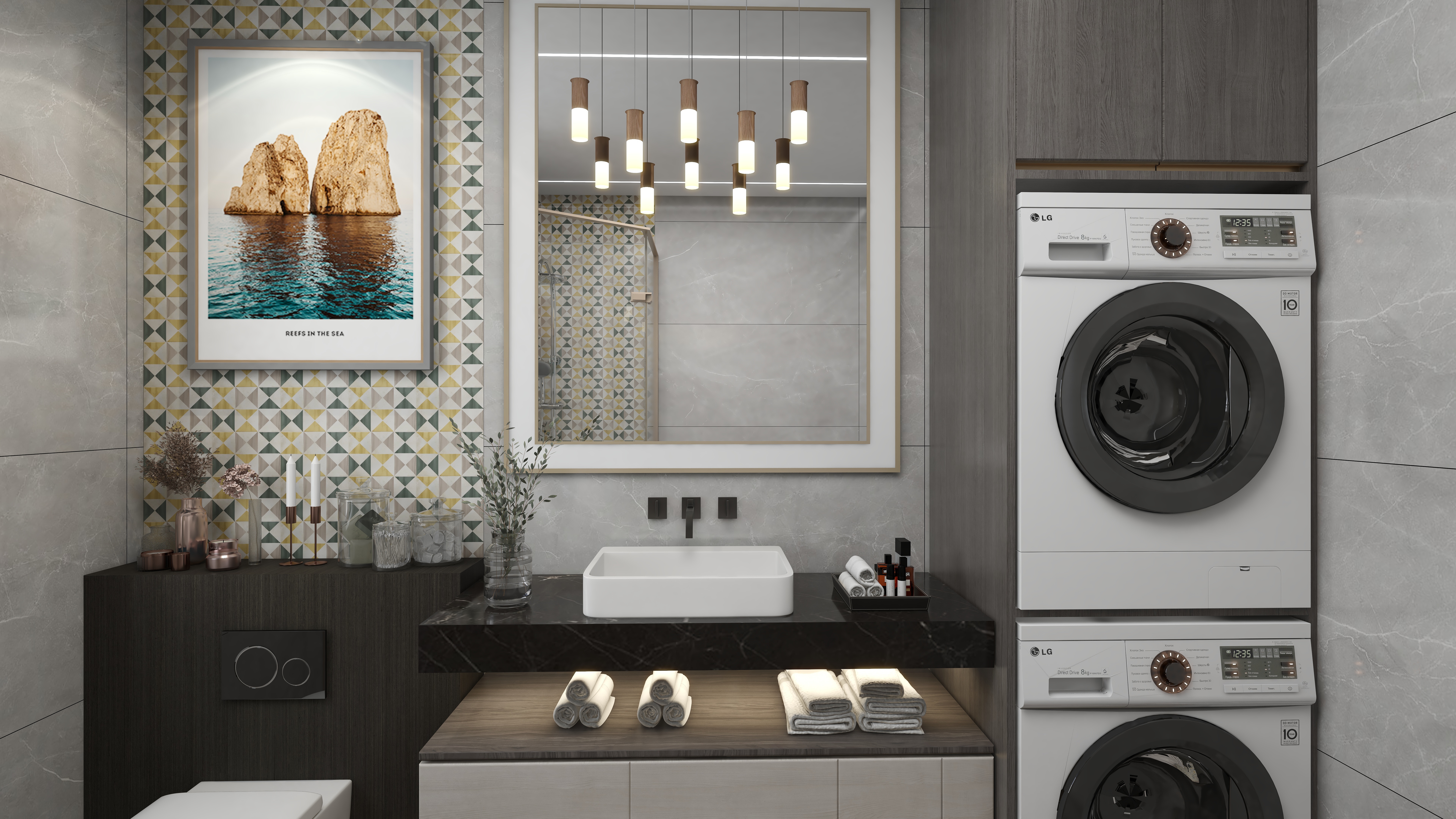 刘月-美式别墅一层卫生间装修效果图第2张