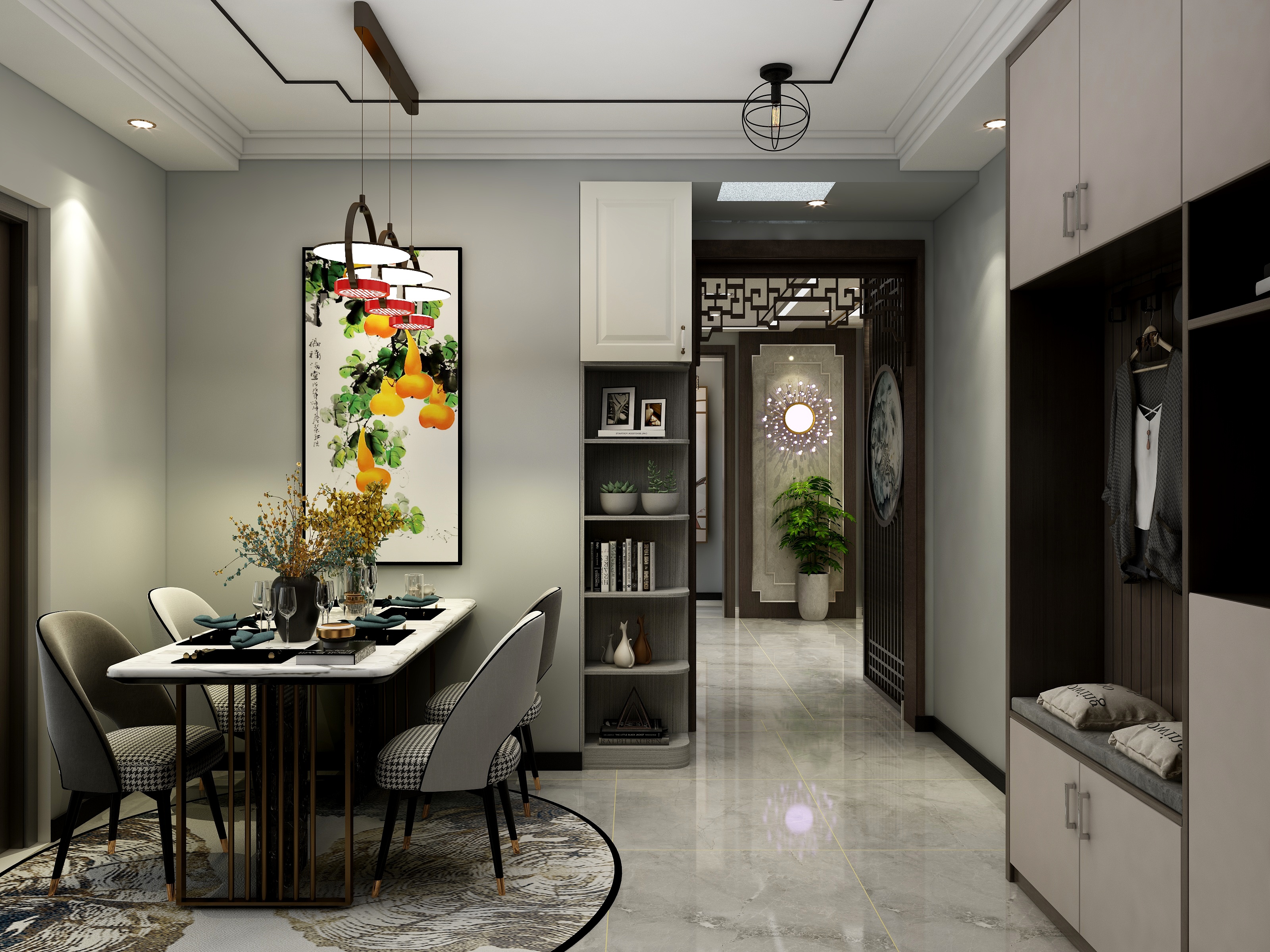 奔奔装饰设计-124方新中式二居装修效果图