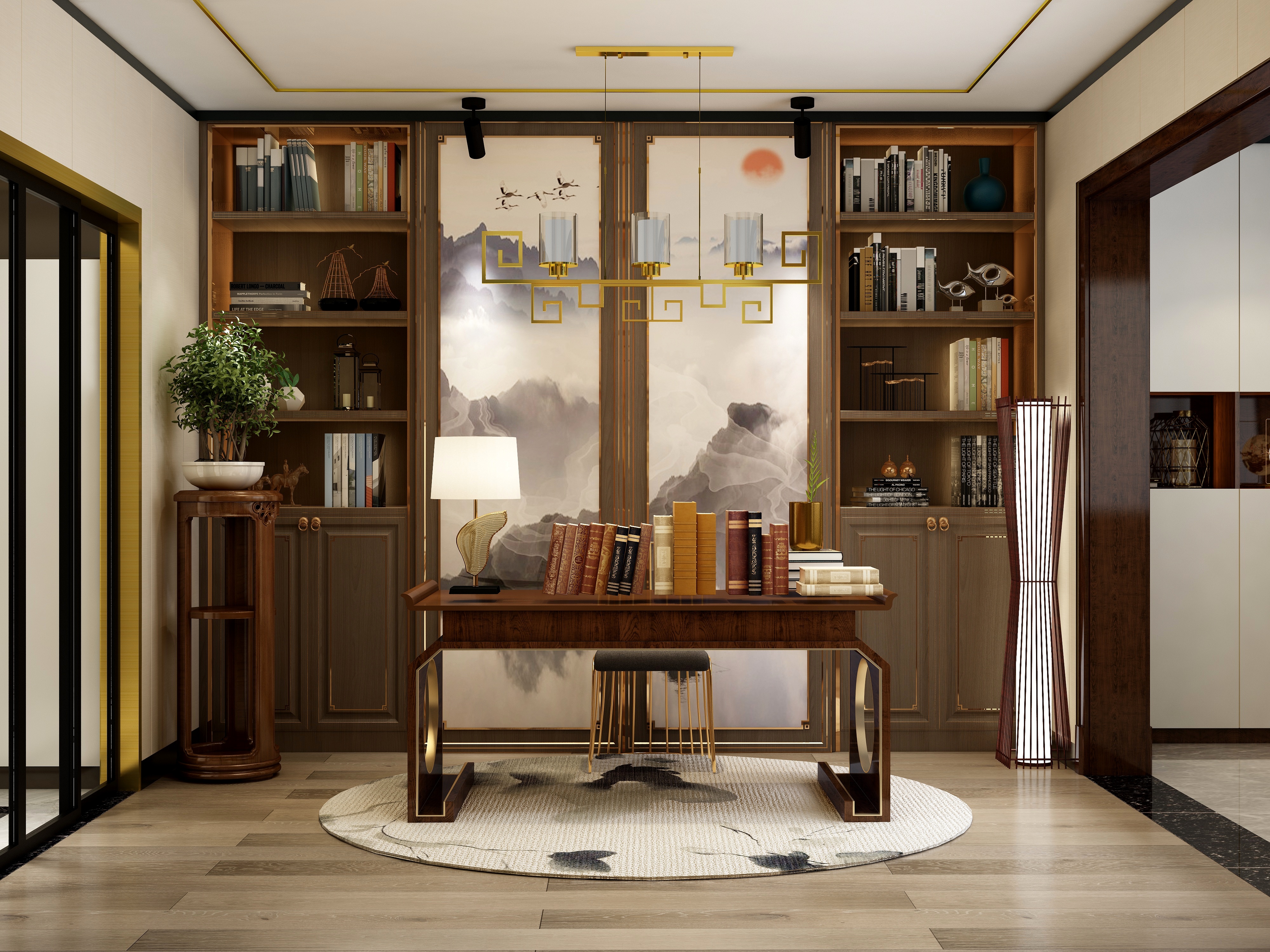 王思力-新中式轻奢风格装修效果图