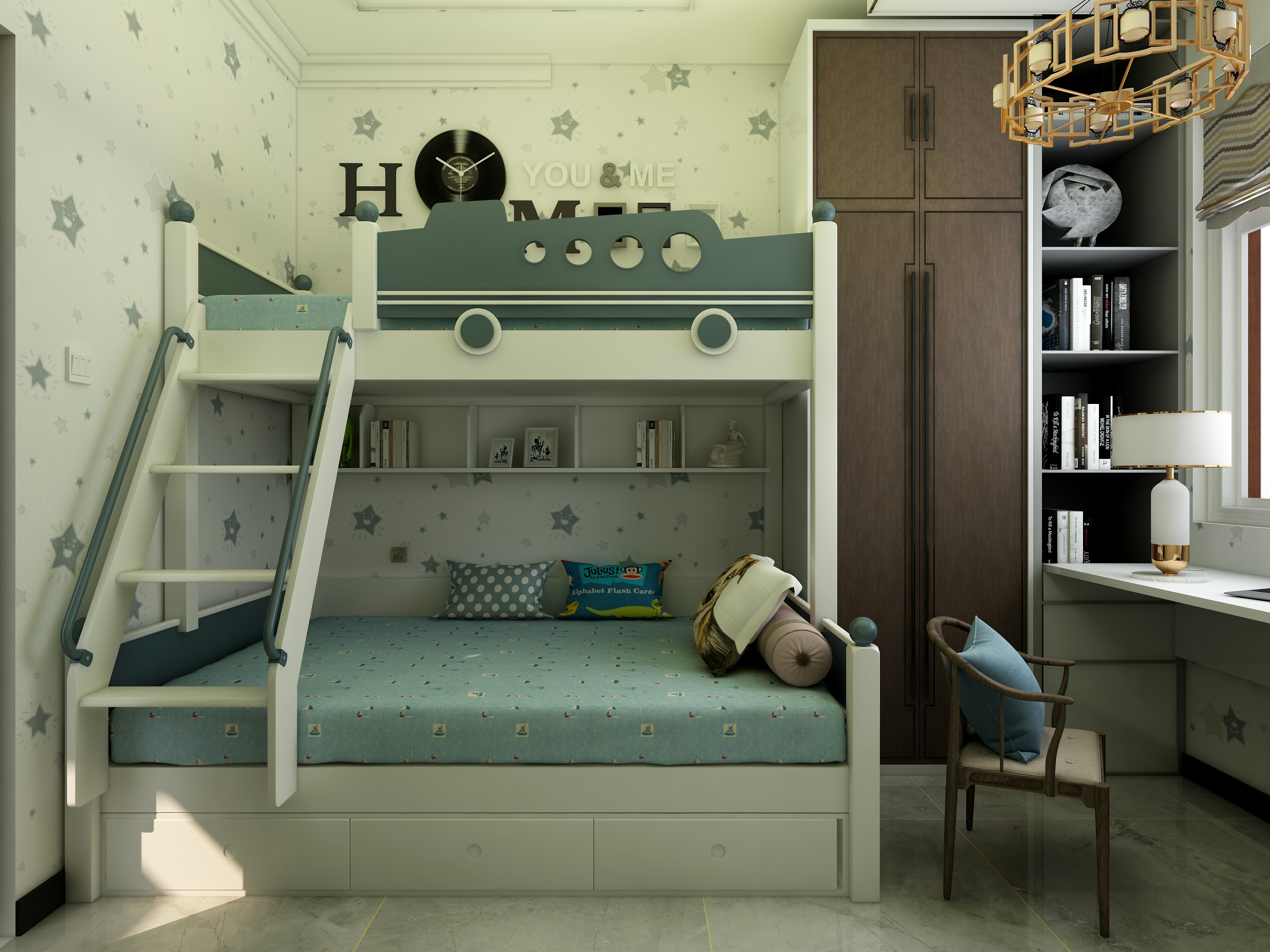 奔奔装饰设计-124方新中式二居装修效果图