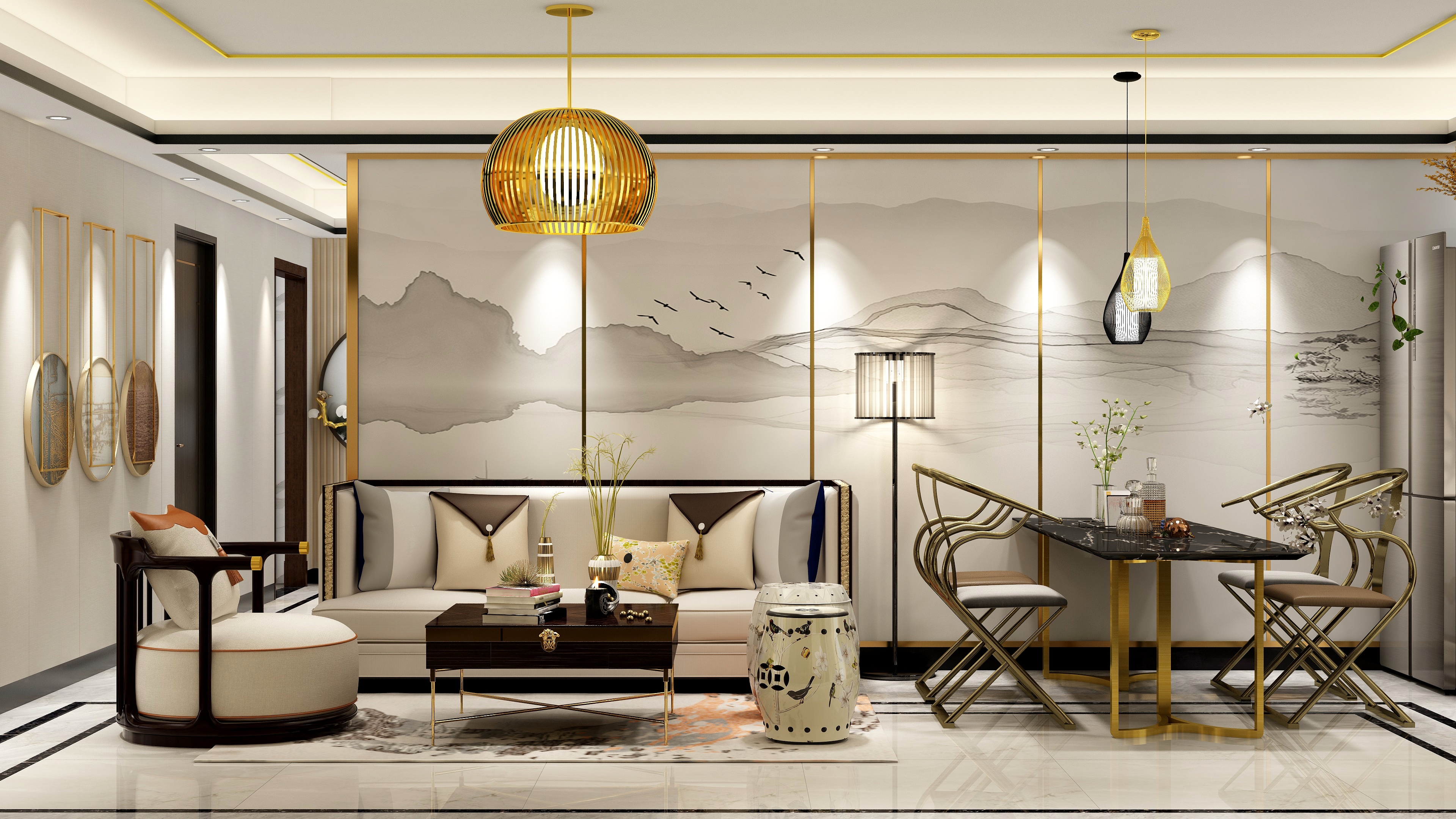 王思力-新中式轻奢风格装修效果图