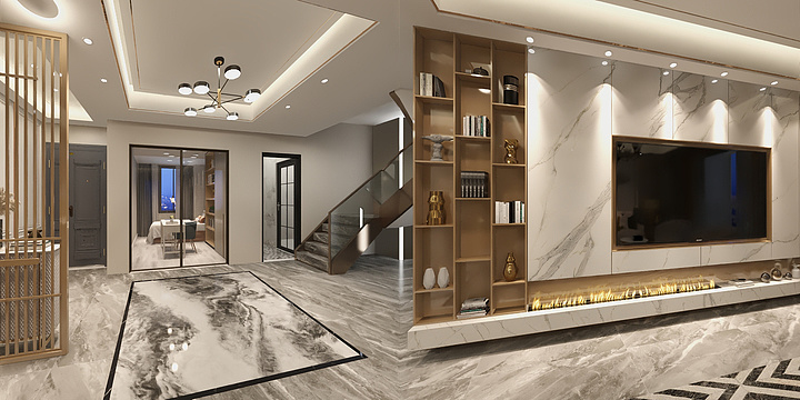 设计师陈斌-溪溪里别墅客厅-装修设计方案