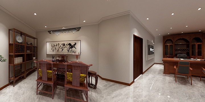 玥尚装饰-中式办公室一-装修设计方案