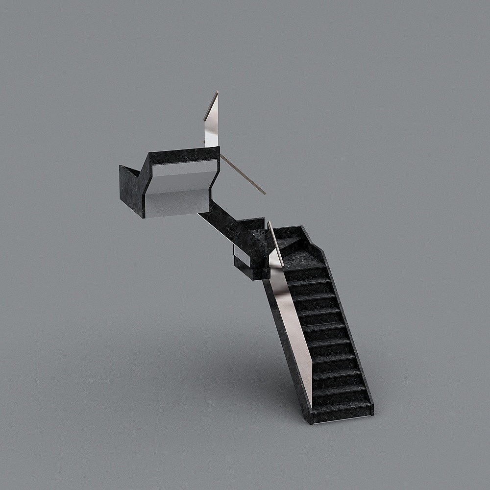 绿地国际城楼梯-配合电梯3D模型
