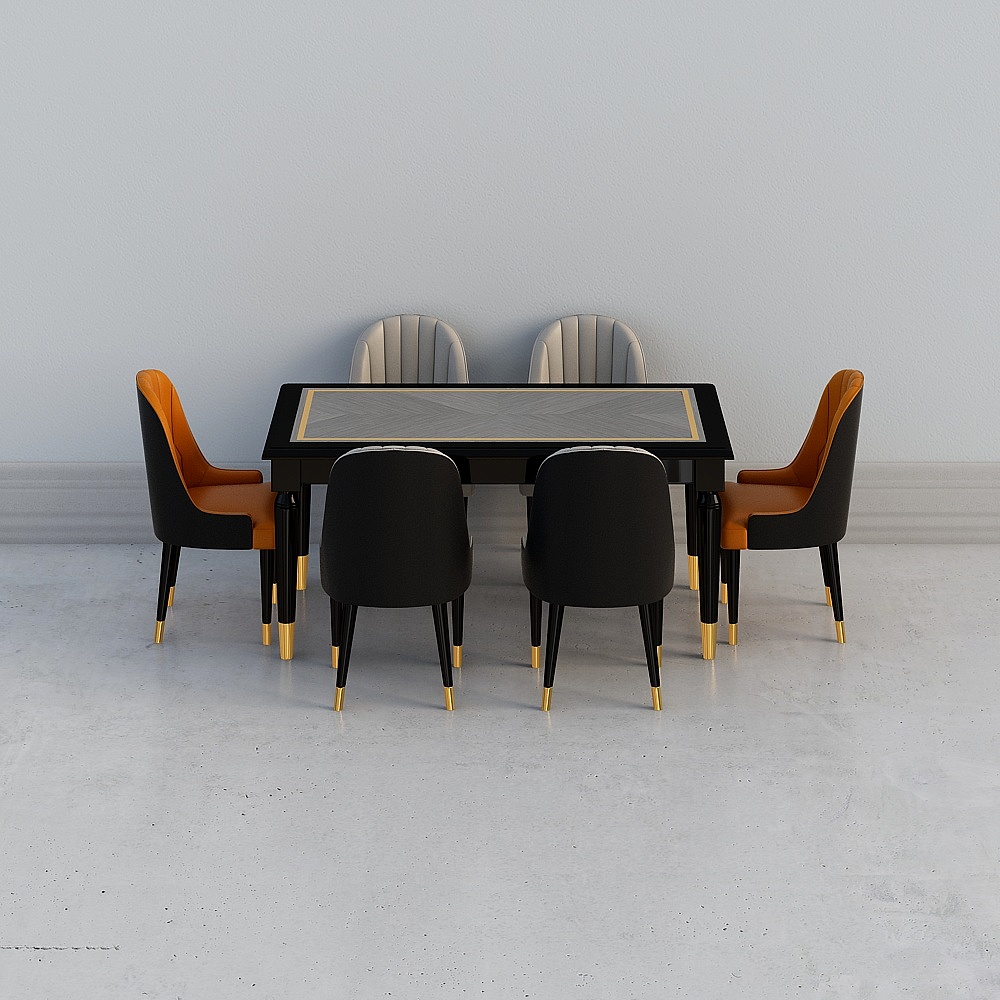 轻奢-y047-餐桌椅3D模型