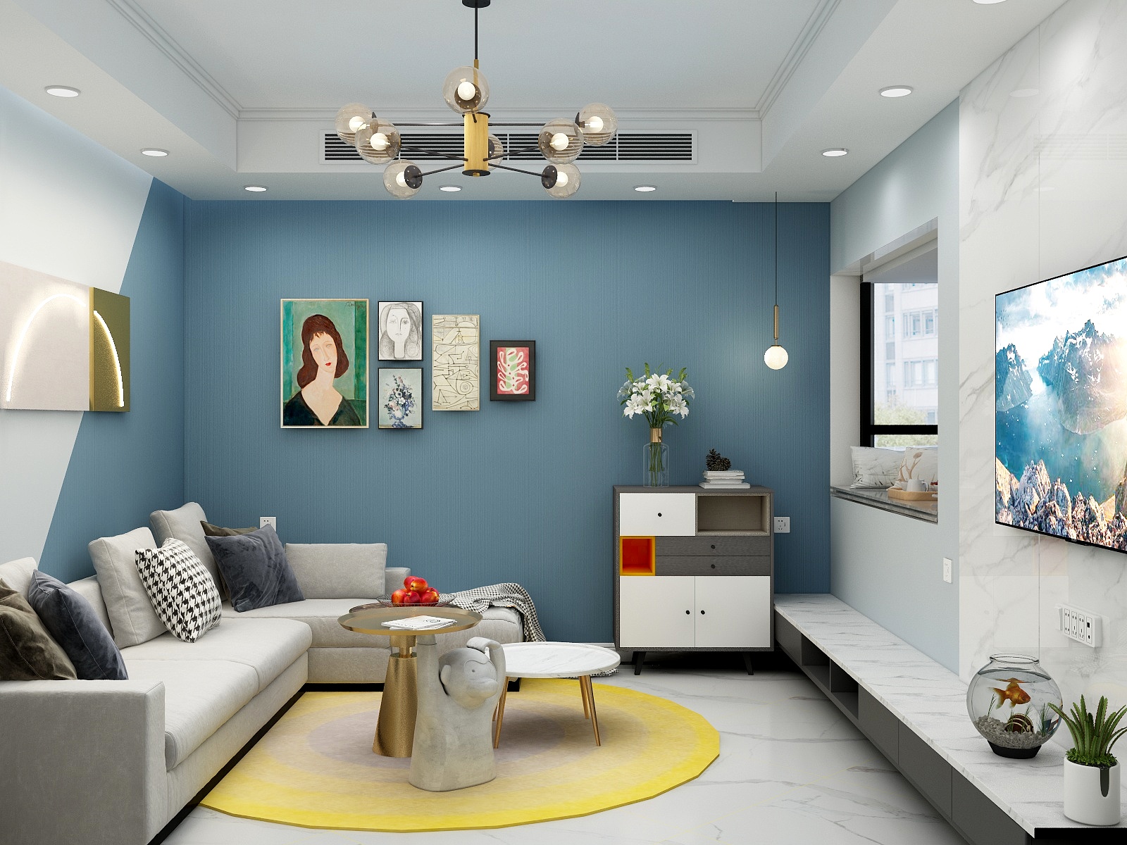 CCY_西-现代简约蓝调小世界装修效果图