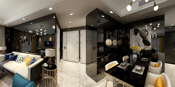 沐风空间设计-溪岸景园客餐厅-装修设计方案