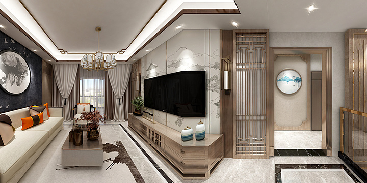 设计师汤杰-《河畔春风复式》新中式-装修设计方案