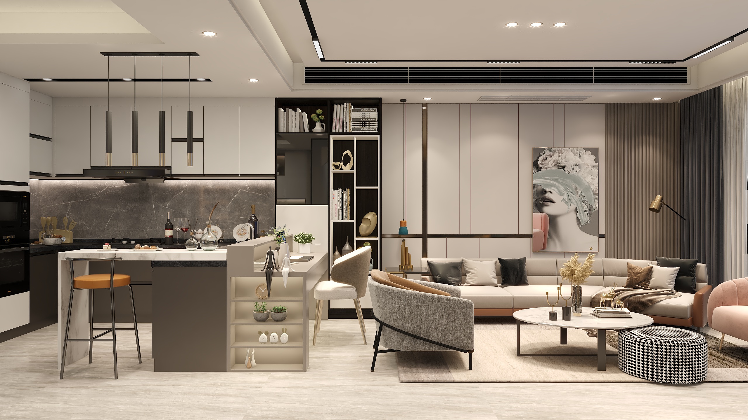 张煜强煜境设计-《疯狂夜色》一150平米时尚轻奢四房装修效果图