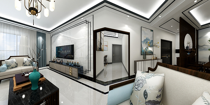 泊漫装饰-万彩城—舒（新中式）-装修设计方案