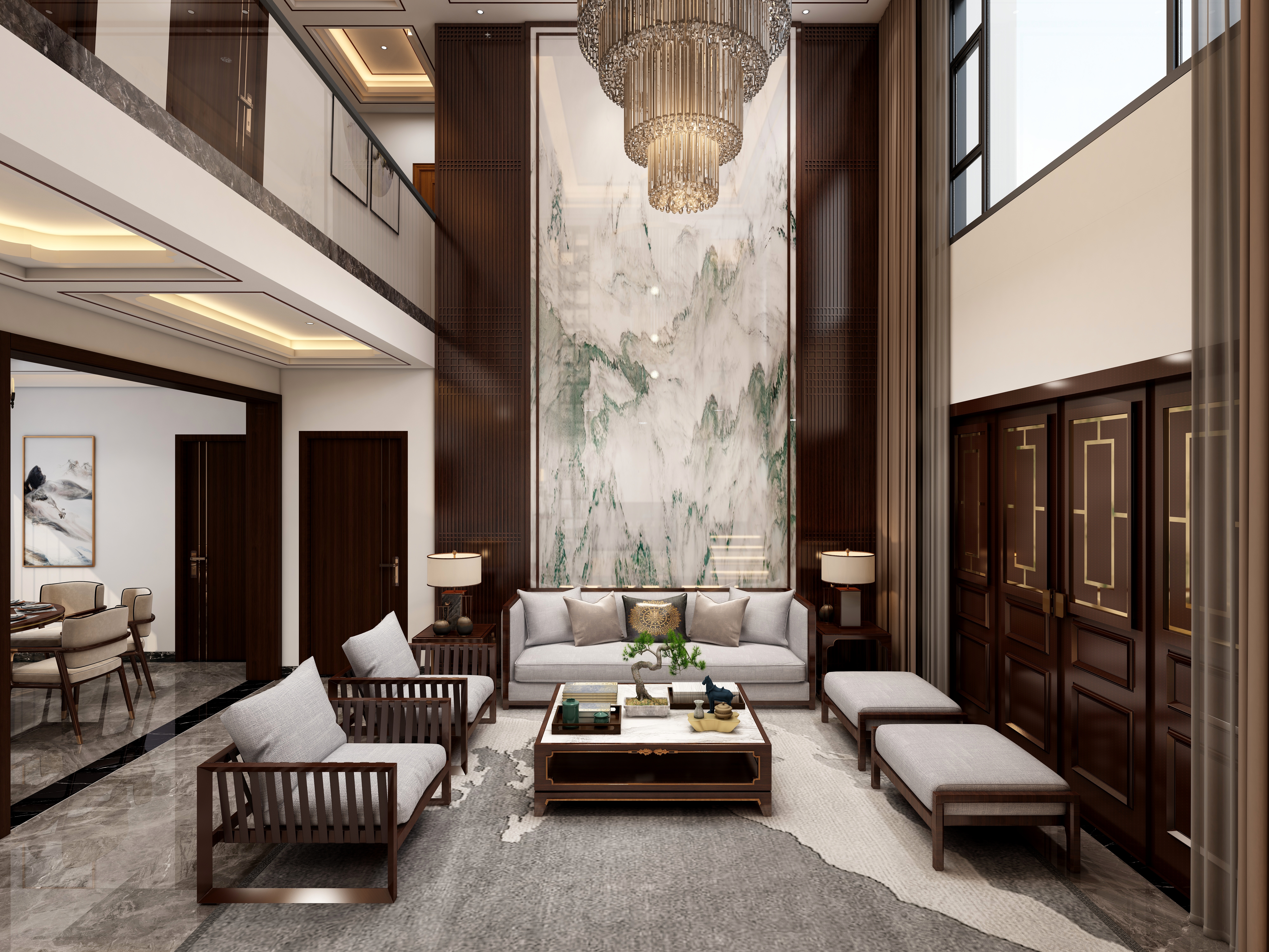 杨勇师兄-新中式别墅方案装修效果图