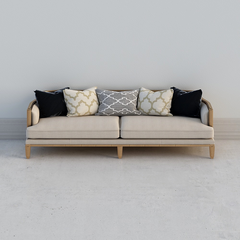 MasaSanty/玛萨圣帝-美式简美轻奢三人沙发【加利福尼亚的午后系列】3D模型