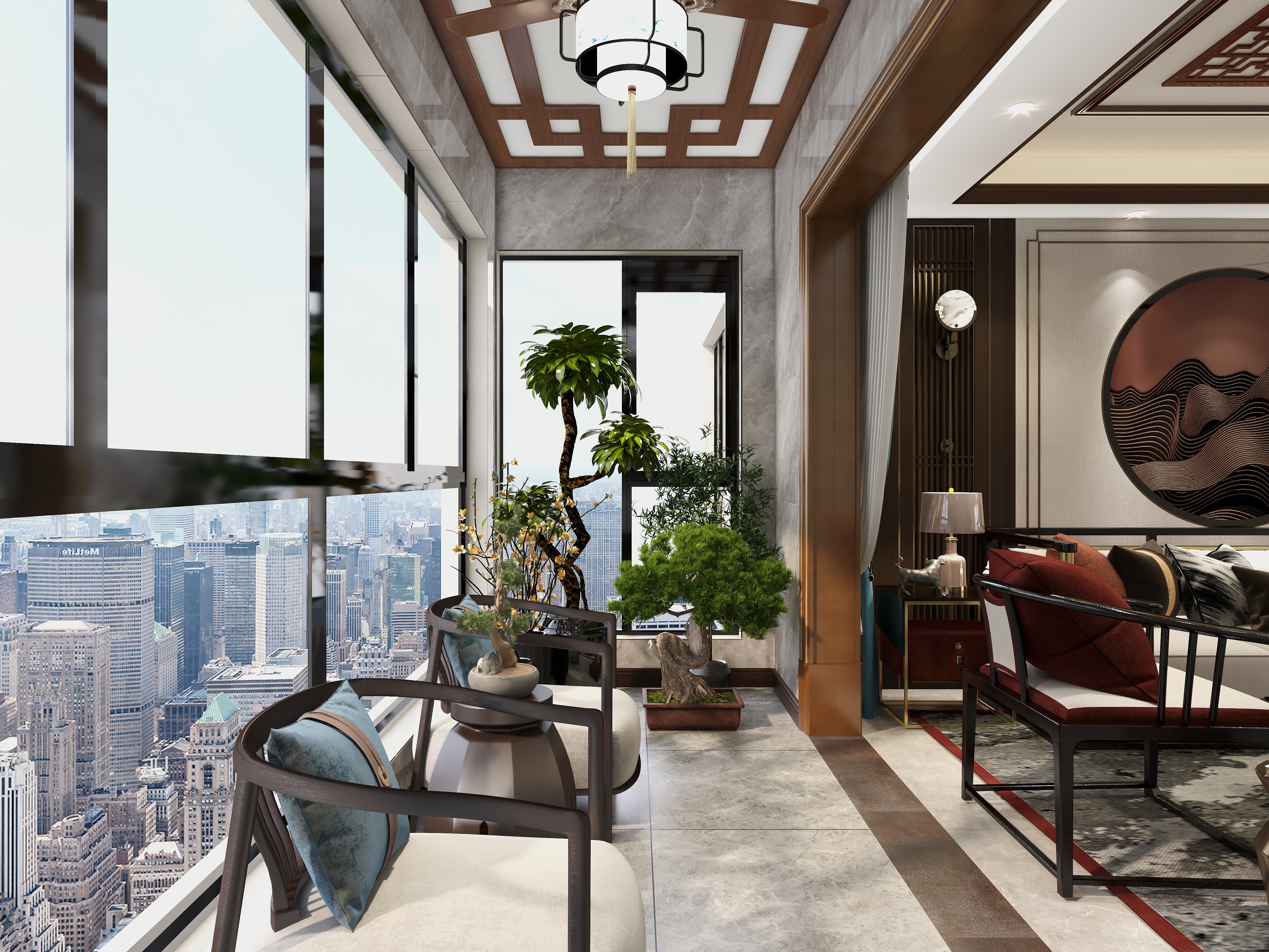 王思力-220平层四居室--新中式风格装修效果图