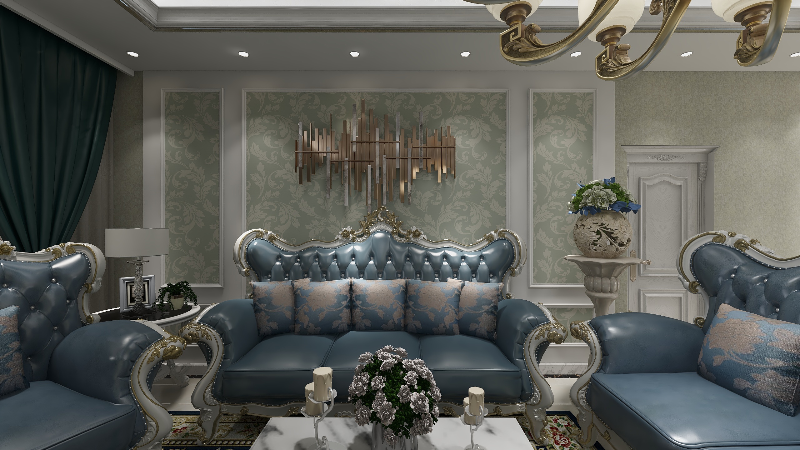 唐山设计师岳镇岭-唐城一零一-216㎡-4居装修效果图