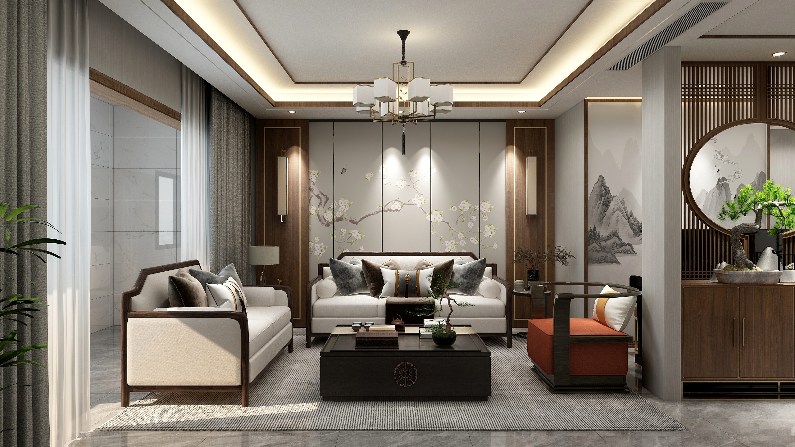 YJ设计蒋亚杰-永威上和郡140-《新中式》装修效果图