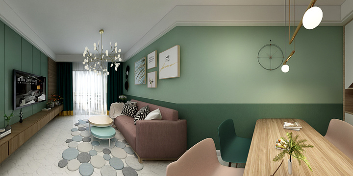 梦醒翩跹-德信海德公园83.00㎡A2’3室2厅1卫1厨-装修设计方案