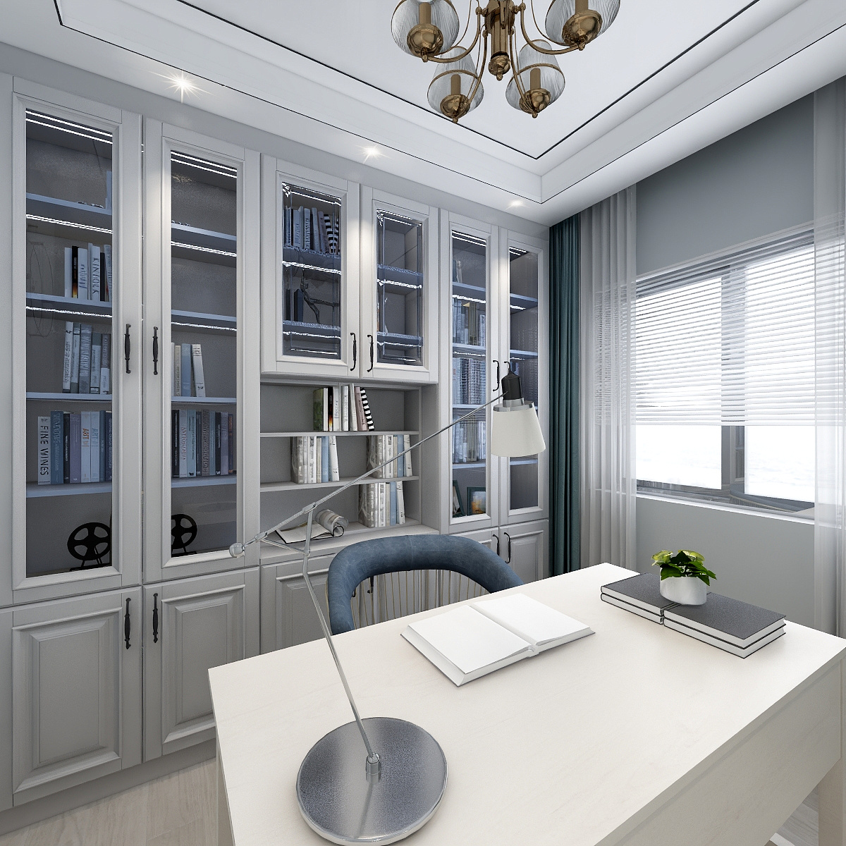 李江华zhouymuX-78平简欧风格一层书房装修效果图第3张